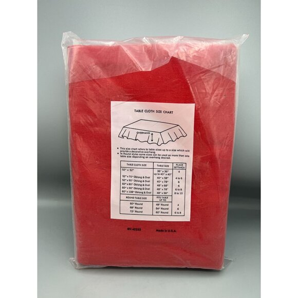 Vtg 60s Spectra Tablecloth Bold Red Elegant 60" X 86" Perma Press Easy Care - Picture 4 of 6